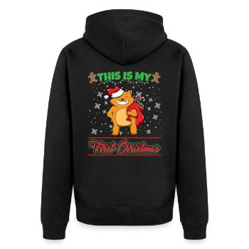 This Is My First Christmas Toddler One Year X-Mas - Unisex Premium Bio Zip Hoodie - Schwarz - Hinten - Nico (187cm)