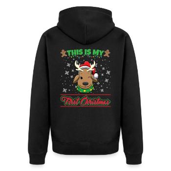 This Is My First Christmas Toddler One Year X-Mas - Unisex Premium Bio Zip Hoodie - Schwarz - Hinten - Nico (187cm)