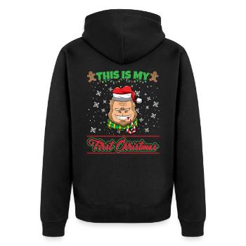 This Is My First Christmas Toddler One Year X-Mas - Unisex Premium Bio Zip Hoodie - Schwarz - Hinten - Nico (187cm)