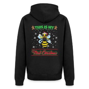 This Is My First Christmas Toddler One Year X-Mas - Unisex Premium Bio Zip Hoodie - Schwarz - Hinten - Nico (187cm)