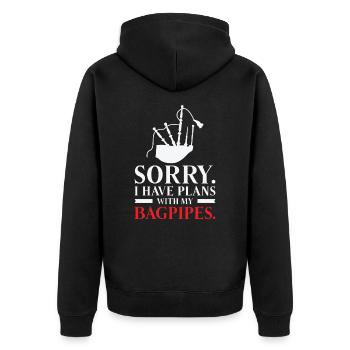 Dudelsackspieler Dudelsackspiel Dudelsack Schotte - Unisex Premium Bio Zip Hoodie - Schwarz - Hinten - Nico (187cm)