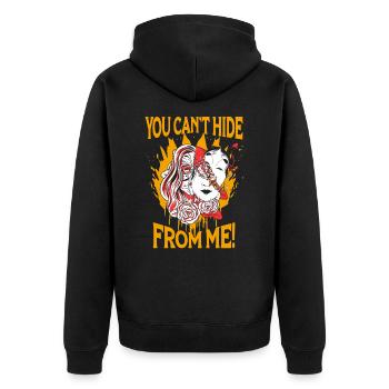 Girl Warp Horror Two Face Creepy Art Ästhetik - Unisex Premium Bio Zip Hoodie - Schwarz - Hinten - Nico (187cm)