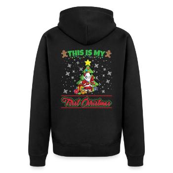 This Is My First Christmas Toddler One Year X-Mas - Unisex Premium Bio Zip Hoodie - Schwarz - Hinten - Nico (187cm)