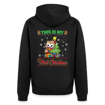 This Is My First Christmas Toddler One Year X-Mas - Unisex Premium Bio Zip Hoodie - Schwarz - Hinten - Nico (187cm)