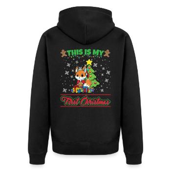 This Is My First Christmas Toddler One Year X-Mas - Unisex Premium Bio Zip Hoodie - Schwarz - Hinten - Nico (187cm)