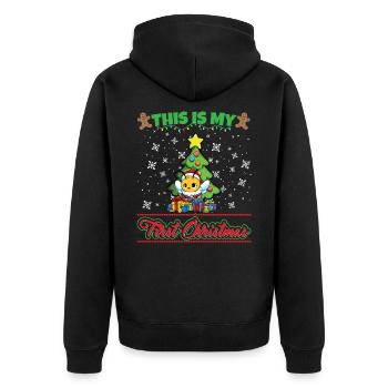 This Is My First Christmas Toddler One Year X-Mas - Unisex Premium Organic Zip Hoodie - black - Back - Nico (187cm)