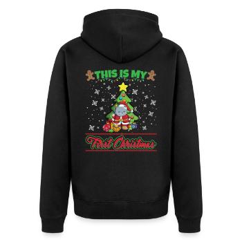 This Is My First Christmas Toddler One Year X-Mas - Unisex Premium Bio Zip Hoodie - Schwarz - Hinten - Nico (187cm)
