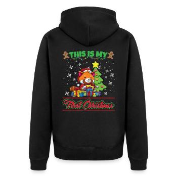 This Is My First Christmas Toddler One Year X-Mas - Unisex Premium Bio Zip Hoodie - Schwarz - Hinten - Nico (187cm)