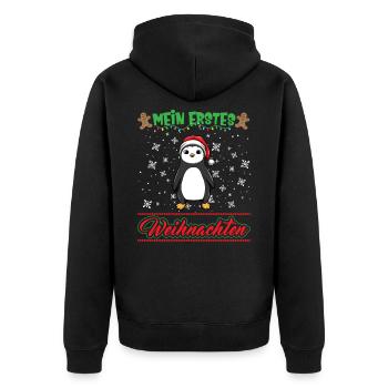 Mein Erstes Weihnachten Baby 1 Jahr Heilig Abend - Unisex Premium Bio Zip Hoodie - Schwarz - Hinten - Nico (187cm)