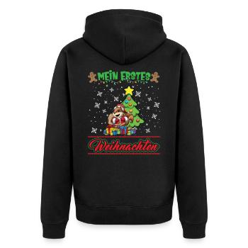 Mein Erstes Weihnachten Baby 1 Jahr Heilig Abend - Unisex Premium Bio Zip Hoodie - Schwarz - Hinten - Nico (187cm)