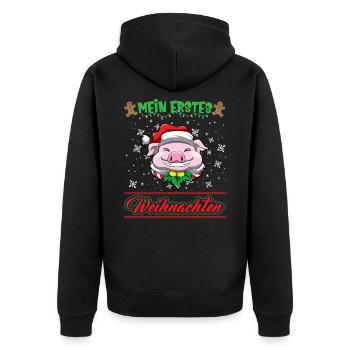 Mein Erstes Weihnachten Baby 1 Jahr Heilig Abend - Unisex Premium Bio Zip Hoodie - Schwarz - Hinten - Nico (187cm)
