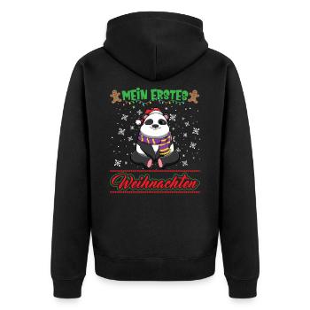 Mein Erstes Weihnachten Baby 1 Jahr Heilig Abend - Unisex Premium Bio Zip Hoodie - Schwarz - Hinten - Nico (187cm)