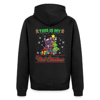 This Is My First Christmas Toddler One Year X-Mas - Unisex Premium Bio Zip Hoodie - Schwarz - Hinten - Nico (187cm)