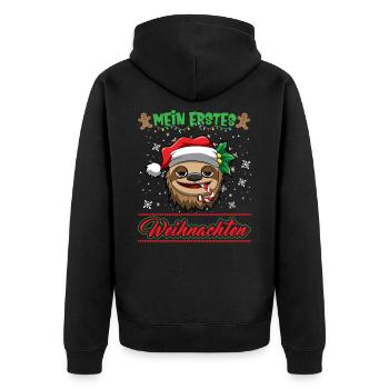 Mein Erstes Weihnachten Baby 1 Jahr Heilig Abend - Unisex Premium Bio Zip Hoodie - Schwarz - Hinten - Nico (187cm)