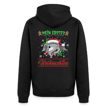 Mein Erstes Weihnachten Baby 1 Jahr Heilig Abend - Unisex Premium Bio Zip Hoodie - Schwarz - Hinten - Nico (187cm)