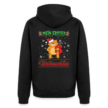 Mein Erstes Weihnachten Baby 1 Jahr Heilig Abend - Unisex Premium Bio Zip Hoodie - Schwarz - Hinten - Nico (187cm)