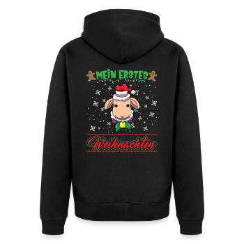 Mein Erstes Weihnachten Baby 1 Jahr Heilig Abend - Unisex Premium Bio Zip Hoodie - Schwarz - Hinten - Nico (187cm)