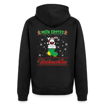 Mein Erstes Weihnachten Baby 1 Jahr Heilig Abend - Unisex Premium Bio Zip Hoodie - Schwarz - Hinten - Nico (187cm)