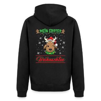 Mein Erstes Weihnachten Baby 1 Jahr Heilig Abend - Unisex Premium Bio Zip Hoodie - Schwarz - Hinten - Nico (187cm)