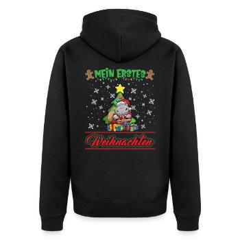 Mein Erstes Weihnachten Baby 1 Jahr Heilig Abend - Unisex Premium Bio Zip Hoodie - Schwarz - Hinten - Nico (187cm)