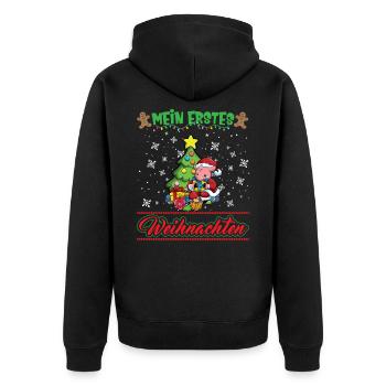 Mein Erstes Weihnachten Baby 1 Jahr Heilig Abend - Unisex Premium Bio Zip Hoodie - Schwarz - Hinten - Nico (187cm)
