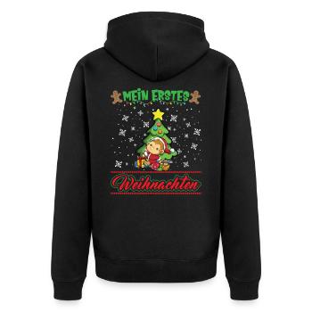 Mein Erstes Weihnachten Baby 1 Jahr Heilig Abend - Unisex Premium Bio Zip Hoodie - Schwarz - Hinten - Nico (187cm)