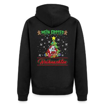 Mein Erstes Weihnachten Baby 1 Jahr Heilig Abend - Unisex Premium Bio Zip Hoodie - Schwarz - Hinten - Nico (187cm)