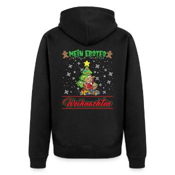 Mein Erstes Weihnachten Baby 1 Jahr Heilig Abend - Unisex Premium Bio Zip Hoodie - Schwarz - Hinten - Nico (187cm)