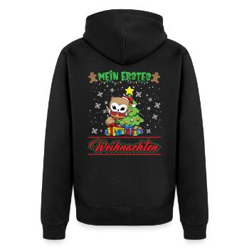 Mein Erstes Weihnachten Baby 1 Jahr Heilig Abend - Unisex Premium Bio Zip Hoodie - Schwarz - Hinten - Nico (187cm)