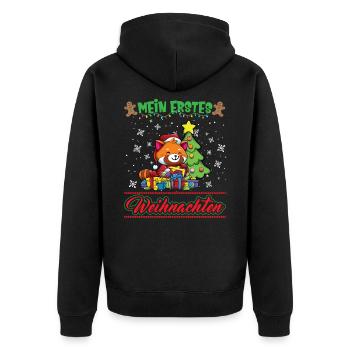 Mein Erstes Weihnachten Baby 1 Jahr Heilig Abend - Unisex Premium Bio Zip Hoodie - Schwarz - Hinten - Nico (187cm)
