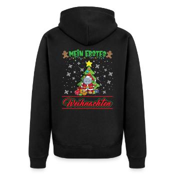 Mein Erstes Weihnachten Baby 1 Jahr Heilig Abend - Unisex Premium Bio Zip Hoodie - Schwarz - Hinten - Nico (187cm)