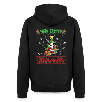 Mein Erstes Weihnachten Baby 1 Jahr Heilig Abend - Unisex Premium Bio Zip Hoodie - Schwarz - Hinten - Nico (187cm)