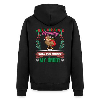 Merry Christmas Mommy And Will You Merry My Daddy - Unisex Premium Bio Zip Hoodie - Schwarz - Hinten - Nico (187cm)