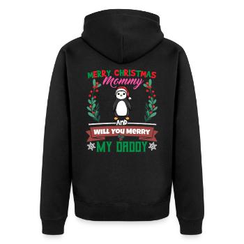Merry Christmas Mommy And Will You Merry My Daddy - Unisex Premium Bio Zip Hoodie - Schwarz - Hinten - Nico (187cm)