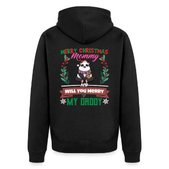 Merry Christmas Mommy And Will You Merry My Daddy - Unisex Premium Bio Zip Hoodie - Schwarz - Hinten - Nico (187cm)