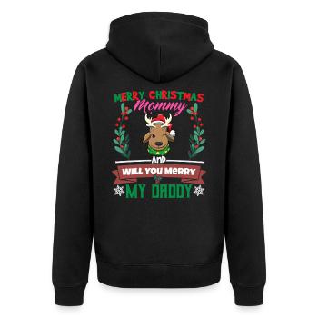 Merry Christmas Mommy And Will You Merry My Daddy - Unisex Premium Bio Zip Hoodie - Schwarz - Hinten - Nico (187cm)