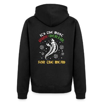 Weihnachten Honig Wein Met Hausbrauer Viking - Unisex Premium Bio Zip Hoodie - Schwarz - Hinten - Nico (187cm)
