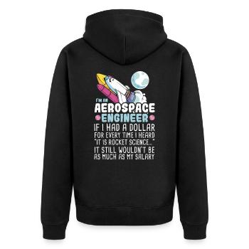 I’m an Aerospace Engineer Rocket Science - Unisex Premium Bio Zip Hoodie - Schwarz - Hinten - Nico (187cm)