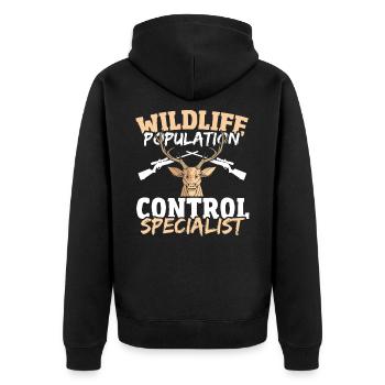 Wildlife Population Control Specialist - Unisex Premium Organic Zip Hoodie - black - Back - Nico (187cm)