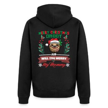 Merry Christmas Daddy And Will You Merry My Mommy - Unisex Premium Bio Zip Hoodie - Schwarz - Hinten - Nico (187cm)