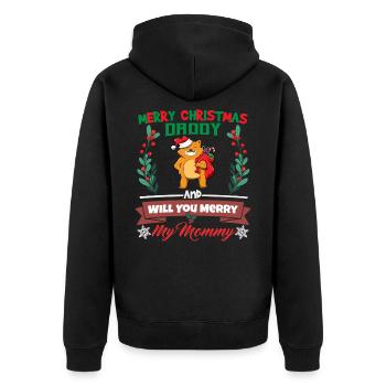 Merry Christmas Daddy And Will You Merry My Mommy - Unisex Premium Bio Zip Hoodie - Schwarz - Hinten - Nico (187cm)