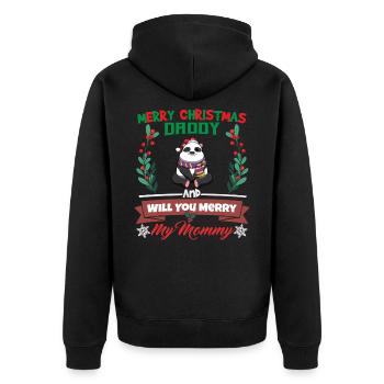 Merry Christmas Daddy And Will You Merry My Mommy - Unisex Premium Bio Zip Hoodie - Schwarz - Hinten - Nico (187cm)
