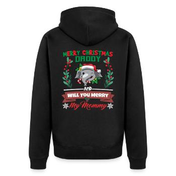 Merry Christmas Daddy And Will You Merry My Mommy - Unisex Premium Bio Zip Hoodie - Schwarz - Hinten - Nico (187cm)