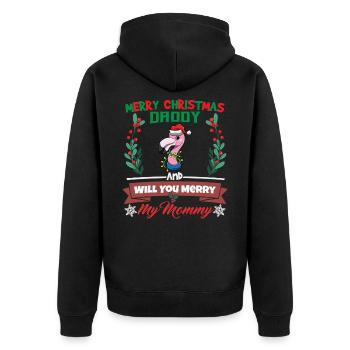 Merry Christmas Daddy And Will You Merry My Mommy - Unisex Premium Bio Zip Hoodie - Schwarz - Hinten - Nico (187cm)