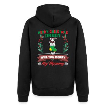 Merry Christmas Daddy And Will You Merry My Mommy - Unisex Premium Bio Zip Hoodie - Schwarz - Hinten - Nico (187cm)