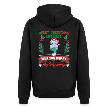 Merry Christmas Daddy And Will You Merry My Mommy - Unisex Premium Bio Zip Hoodie - Schwarz - Hinten - Nico (187cm)