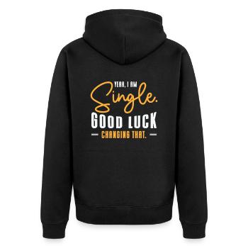 Single Relationship Independent Typography Single - Unisex Premium Organic Zip Hoodie - black - Back - Nico (187cm)