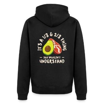 Keto Diet Avocat Fruit Ketogenic Diet Viande - Veste à capuche bio Premium Unisexe - noir - Dos - Nico (187cm)
