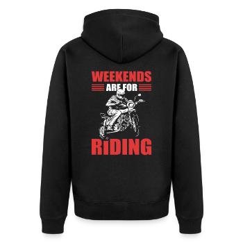 Weekends Are For Riding Motorcycle Biker - Unisex Premium Organic Zip Hoodie - black - Back - Nico (187cm)