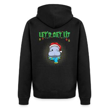 Let's Get Lit Advent Season Christmas Party X-Mas - Unisex Premium Organic Zip Hoodie - black - Back - Nico (187cm)